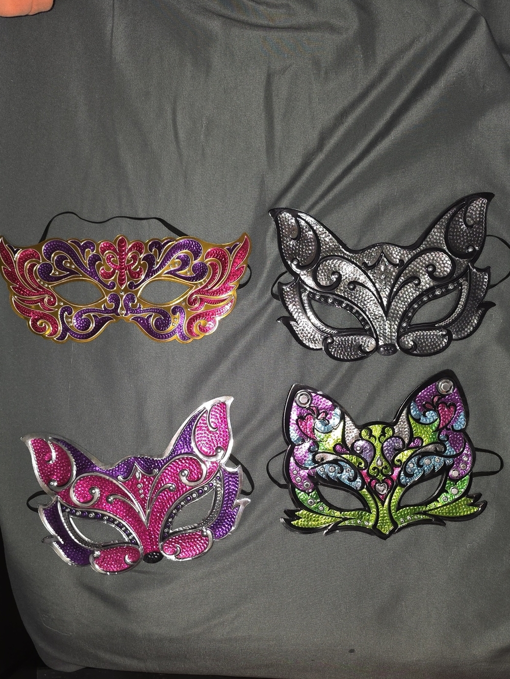 4pc Colorful Masquerade Masks Venetian Style Halloween Costume NWOT